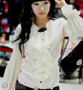 批发SZ550荷叶边时尚女衬衫(胸花另配)_服装服饰_世界工厂网中国产品信息库 女式衬衫